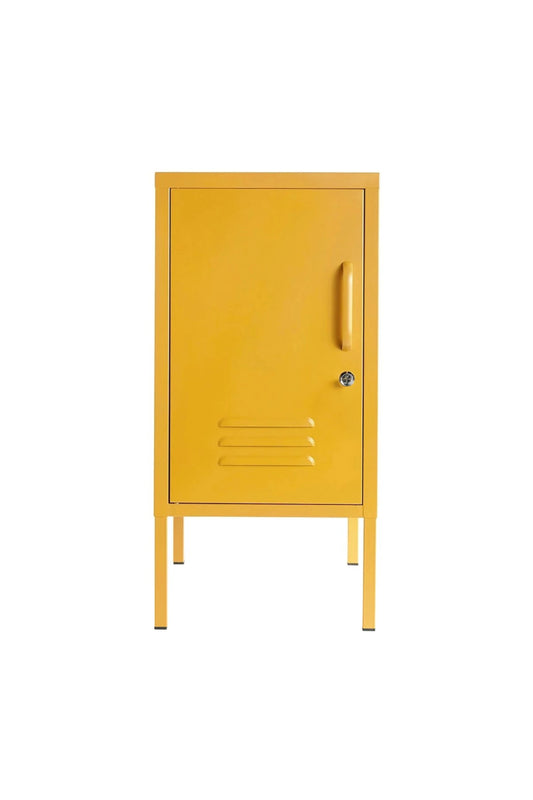 Little Delight in Butter Salted Caramel  - Modern Steel Pedestal - Storage Cabinet - Left Door Opening