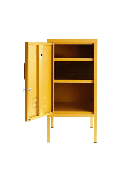 Little Delight in Butter Salted Caramel - Modern Steel Pedestal - Storage Cabinet - Left Door Opening