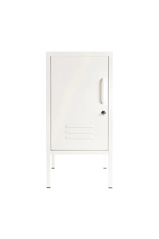 Little Delight in Coconut Cream  - Modern Steel Pedestal - Storage Cabinet - Left Door Opening