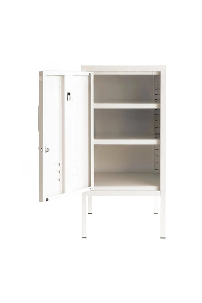Little Delight in Coconut Cream  - Modern Steel Pedestal - Storage Cabinet - Left Door Opening