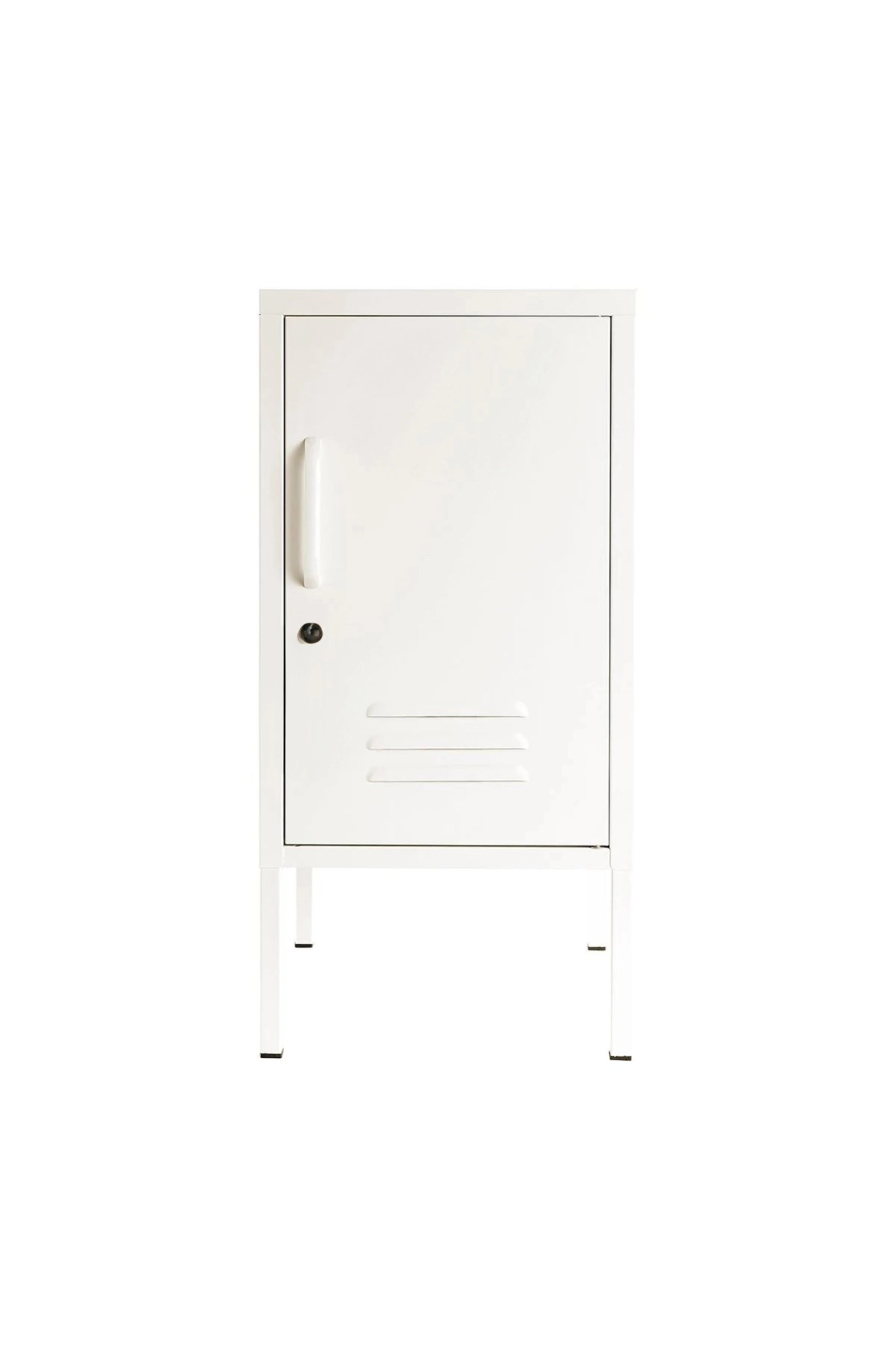 Little Delight in Coconut Cream  - Modern Steel Pedestal - Storage Cabinet - Right Door Opening