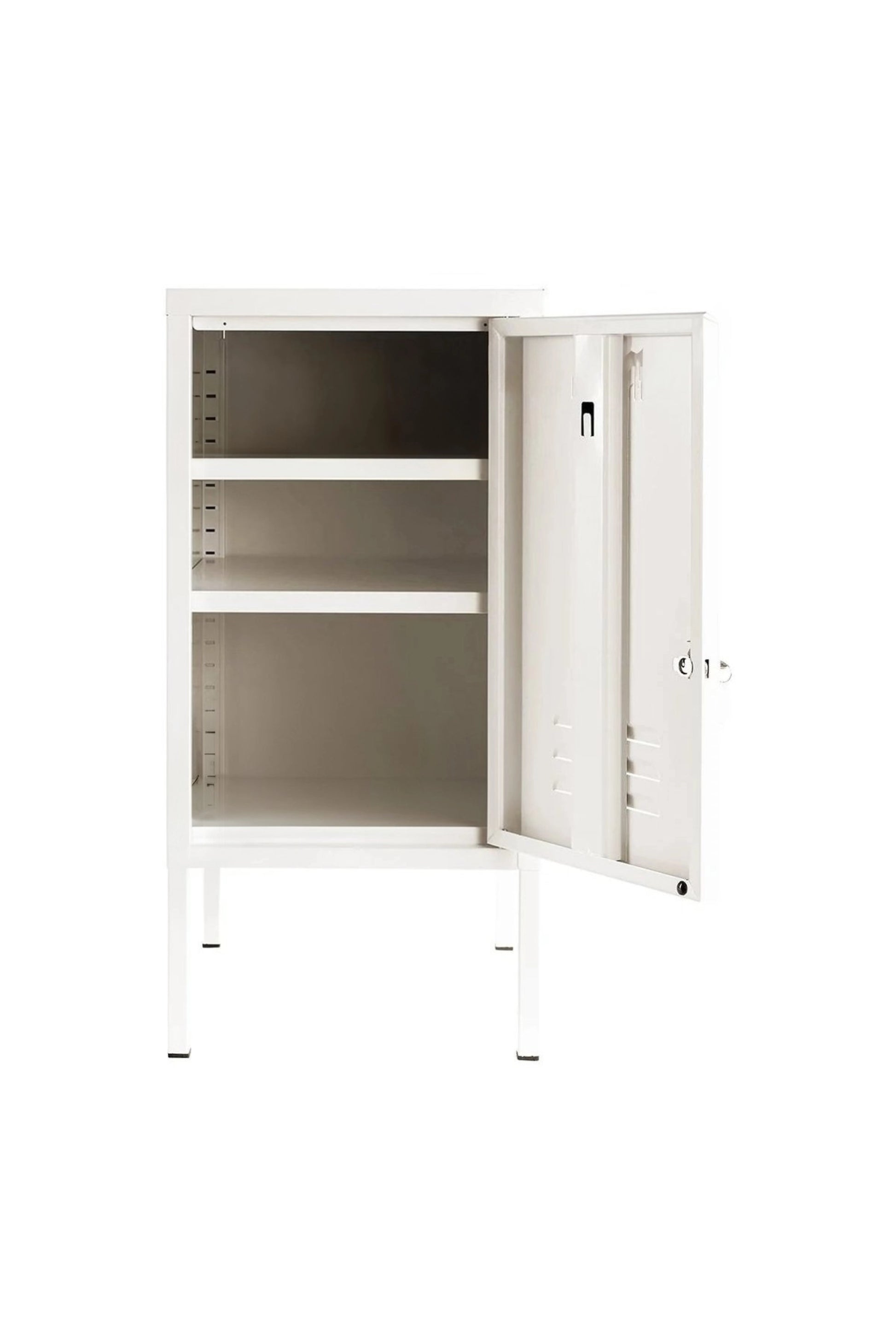 Little Delight in Coconut Cream  - Modern Steel Pedestal - Storage Cabinet - Right Door Opening
