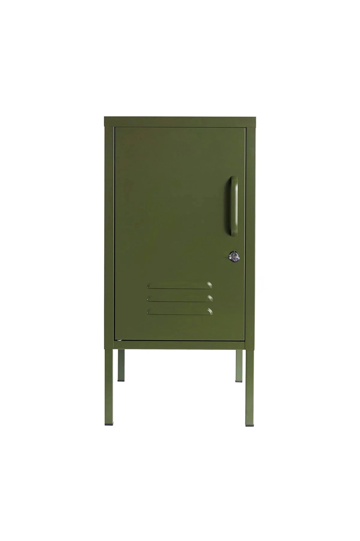 Little Delight in Matcha Latte  - Modern Steel Pedestal - Storage Cabinet- Left Door Opening