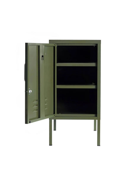 Little Delight in Matcha Latte  - Modern Steel Pedestal - Storage Cabinet- Left Door Opening