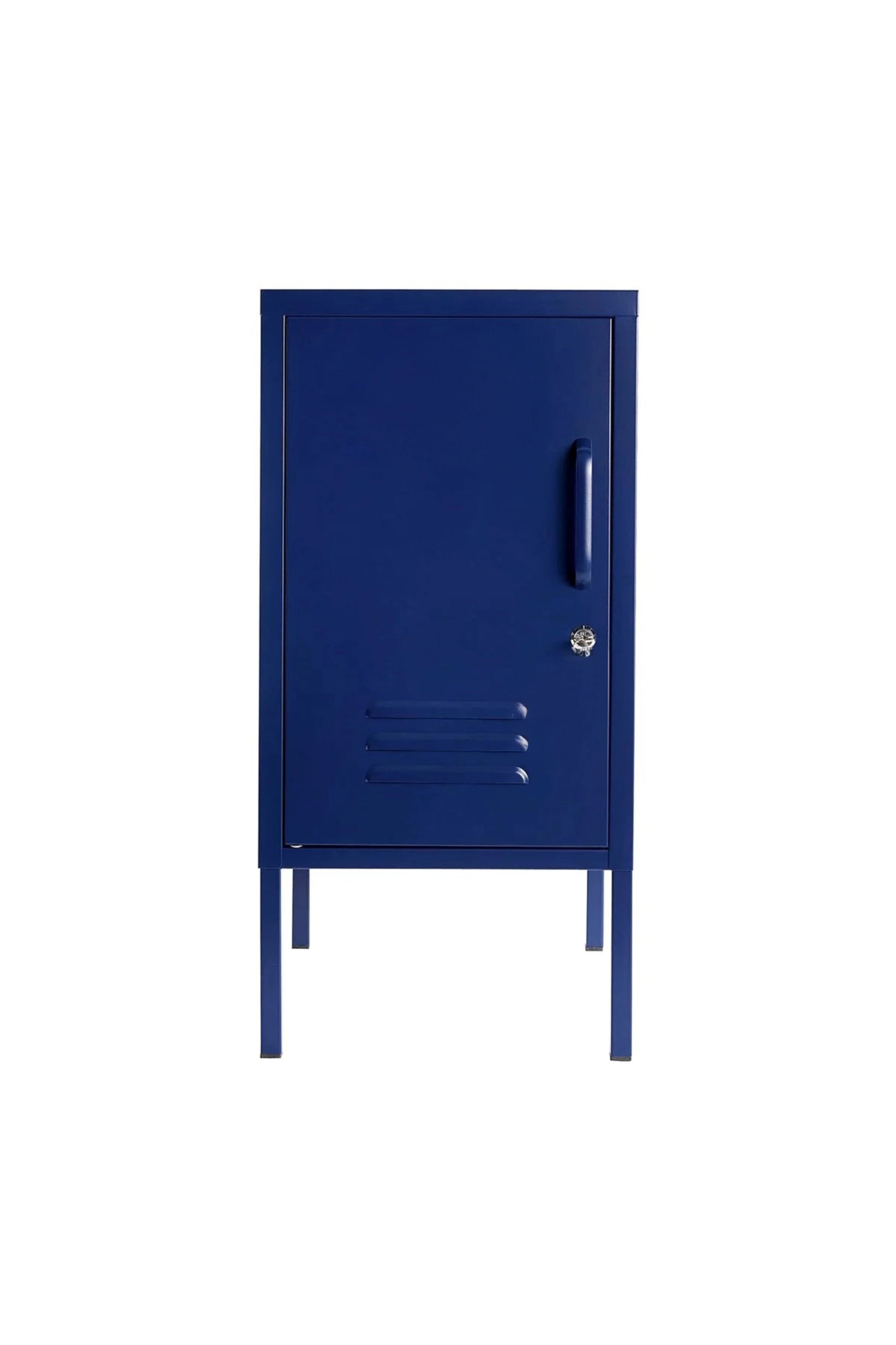 Little Delight in Midnight Blueberry  - Modern Steel Pedestal - Storage Cabinet - Left Door Opening