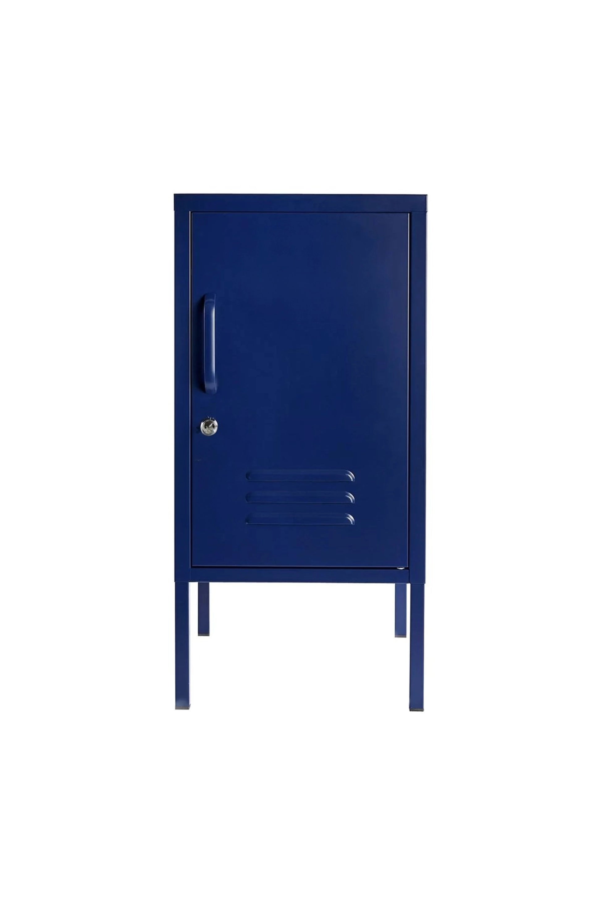 Little Delight in Midnight Blueberry  - Modern Steel Pedestal - Storage Cabinet - Right Door Opening