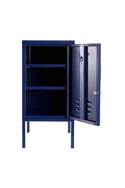 Little Delight in Midnight Blueberry  - Modern Steel Pedestal - Storage Cabinet - Right Door Opening