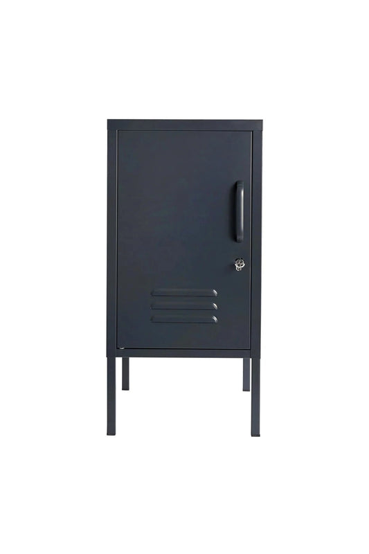 Little Delight in Twisted Liquorice  - Modern Steel Pedestal - Storage Cabinet - Left Door Opening