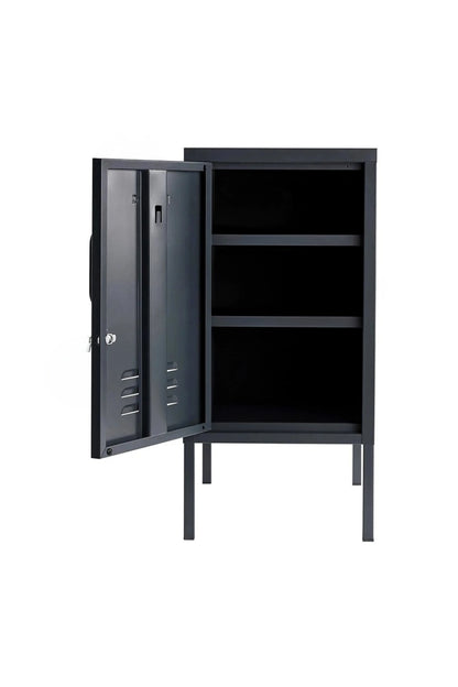 Little Delight in Twisted Liquorice - Modern Steel Pedestal - Storage Cabinet - Left Door Opening