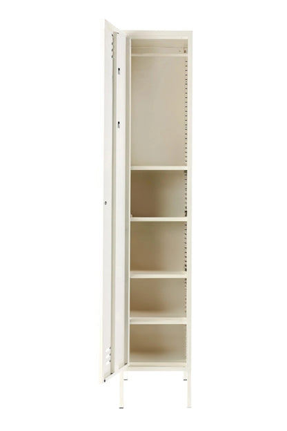 Single Dip in Coconut Cream - Modern Steel Locker - Storage Cupboard - Left Door Opening