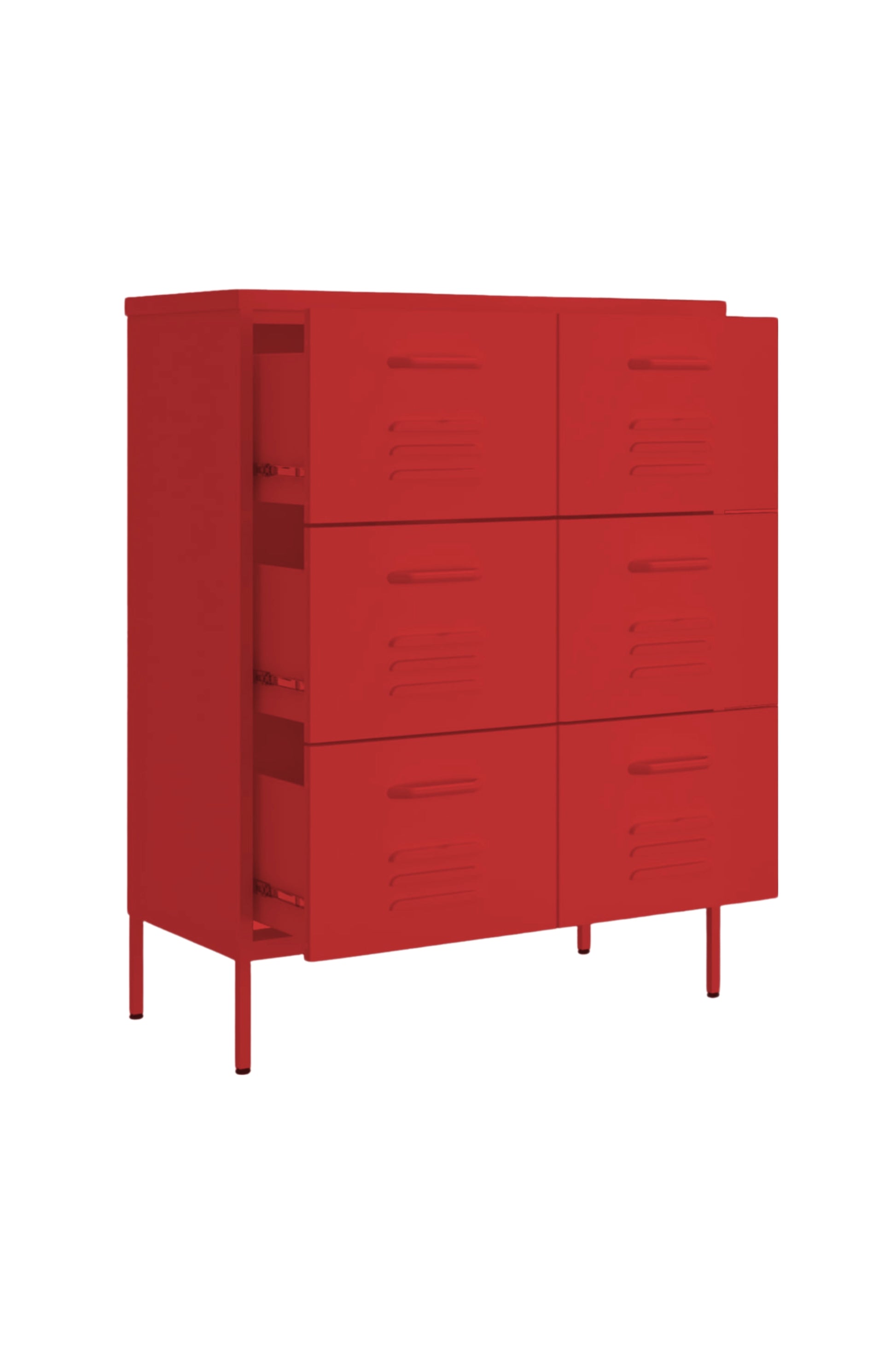 Super Scoop in Cherry Bombshell - Modern 6 Door Drawer- Storage Drawer