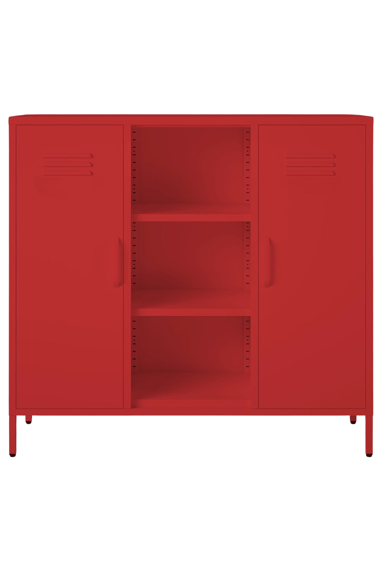 Triple Scoop in Cherry Bombshell - Modern 2 Door Cabinet with Cutout- Storage Cabinet