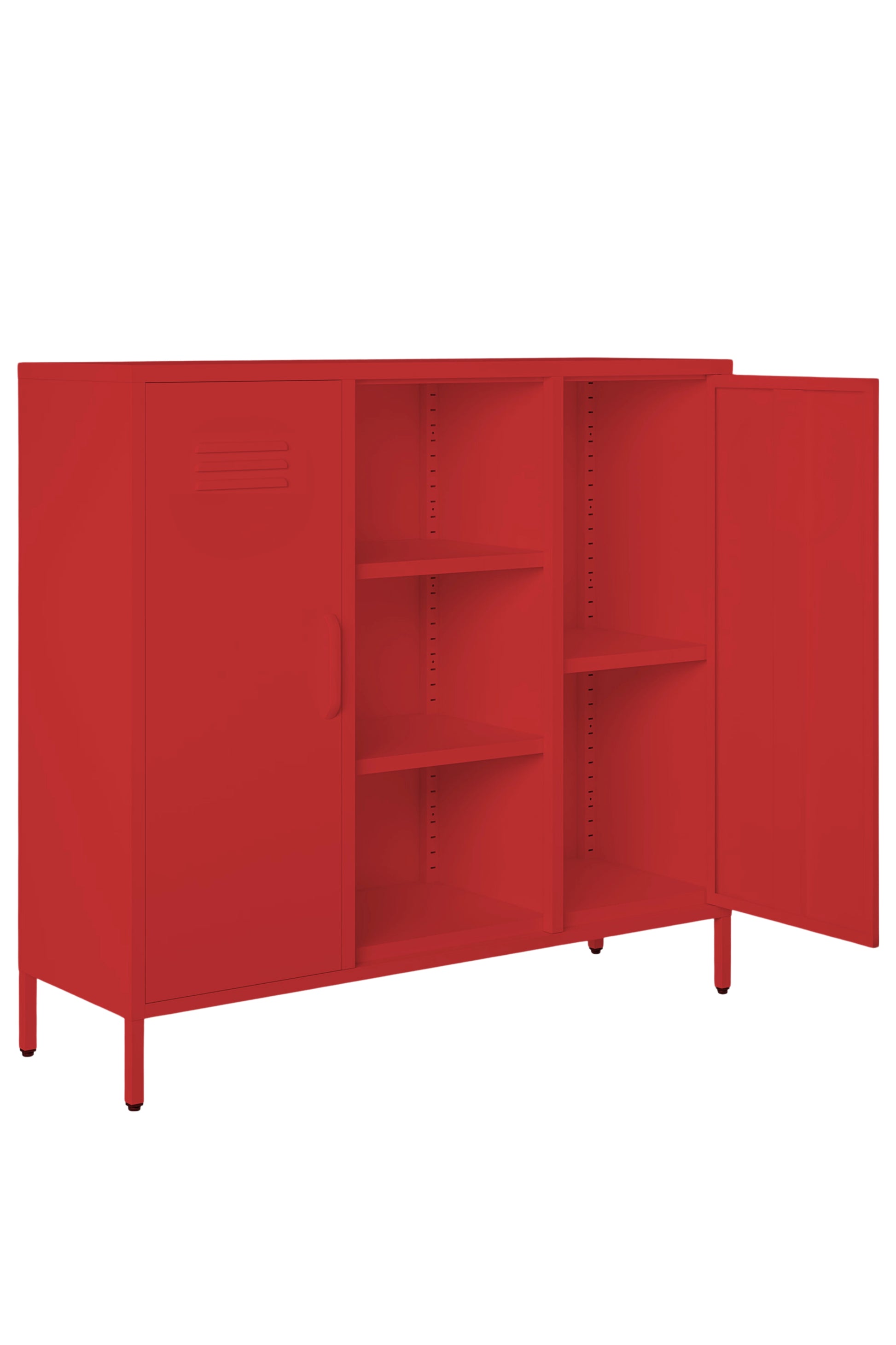 Triple Scoop in Cherry Bombshell - Modern 2 Door Cabinet with Cutout- Storage Cabinet